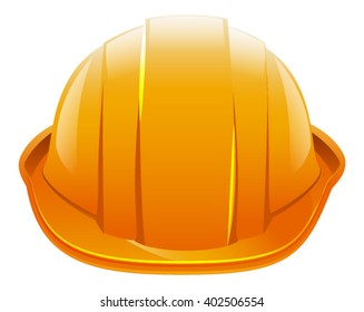 Orange construction helmet. Isolated on white vector illustration