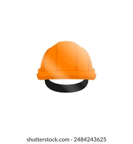 Orange construction helmet vector. Safety helmet on construction site. Builder's helmet. Front view of protective headgear. subject of head protection in production vector.