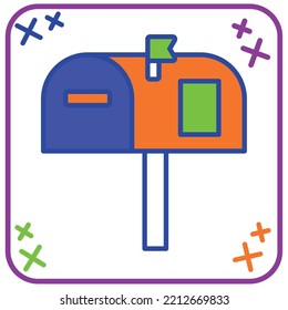 orange contact icon vector image with blue with purple border