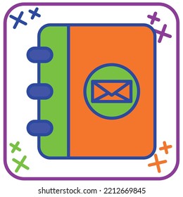 orange contact icon vector image with blue with purple border