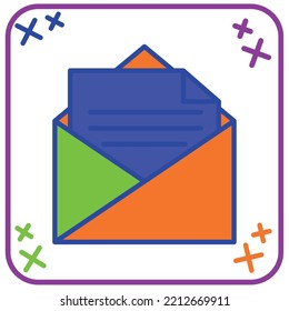 orange contact icon vector image with blue with purple border