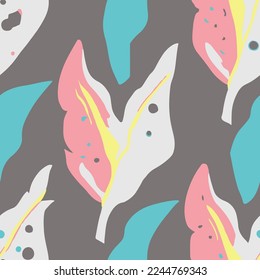 Orange Continuous Abstract Graphic Blossom Illustration Texture. Yellow Repetitive Creative Trendy Monstera Decor Art. Gradient Repeated Botanical Hawaiian Lines Vector.