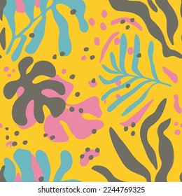 Orange Continuous Exotic Artistic Flora Artwork Art. Gradient Seamless Color Beautiful Foliage Element Print. Helles, mehrfarbiges Tapete im Blumenstil.