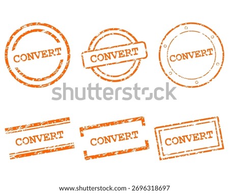 Orange convert stamps on white