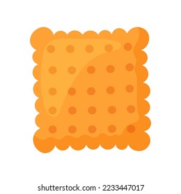 Ilustración vectorial de galletas naranjas o cracker. Aperitivo de forma cuadrada sobre fondo blanco, forma geométrica básica para niños de preescolar o escolares. Comida, educación, concepto de geometría para los niños