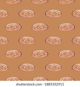 Orange cookie , seamless pattern on a orange background.