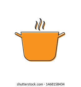 Orange Cooking pot icon isolated on white background. Boil or stew food symbol.  Vector Illustration