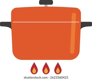 Orange Cooking Pot Illustration – Simple Flat Vector Style