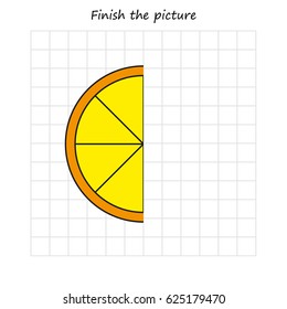 orange copy and coloring the picture, educational game for preschool
,children (kids). Complete the picture