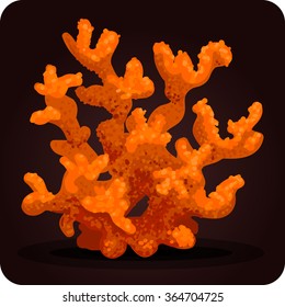 orange coral. Game icon of magic elixir. Vector design for app user interface