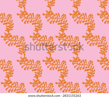 Orange Coral Pattern Background. Natural Sun Flower Texture. Wavy Drawn Line Shape. Abstract Brain Diffusion. Matisse Coastal Print.