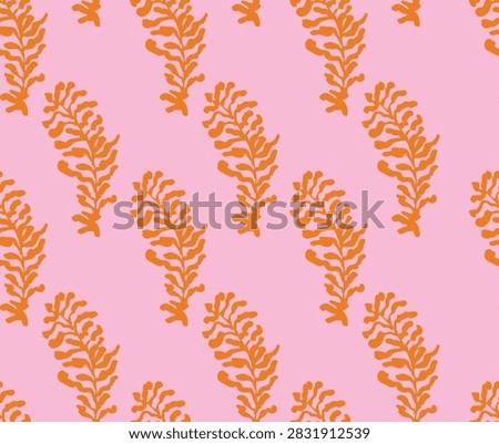 Orange Coral Pattern Background. Natural Sun Flower Texture. Wavy Drawn Line Shape. Abstract Brain Diffusion. Matisse Coastal Print.
