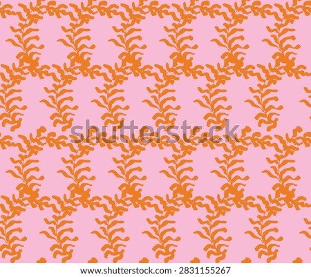 Orange Coral Seamless Pattern. Organic Sun Flower Texture. Wavy Drawn Abstract Background. Irregular Brain Shape. Coastal Matisse Diffusion.
