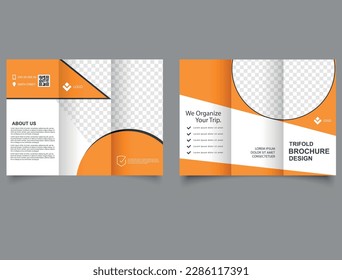 Orange Corporate brochure, trifold template design lyer report template. lyer report template.