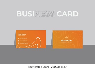 Orange corporate business card, name card template ,horizontal simple clean layout design. Vector abstract creative business cards Flat Design. Modern business card template design.