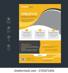 Orange Corporate Flyer Template vector design for company or Business.