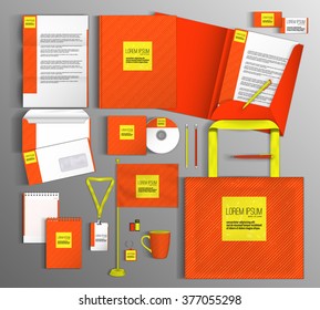 Orange corporate identity template design. Business stationery set.