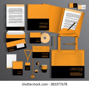 Orange corporate identity template design. Business stationery set.