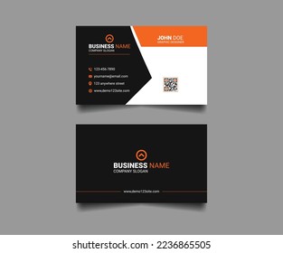 Orange corporate modern and creative business card template design. Simple clean creative business card layout template