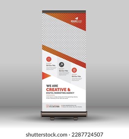 Banner de Rollup Corporativo Naranja, Standee, Tirar Diseño de Plantilla de Banner para Publicidad, Mostrar