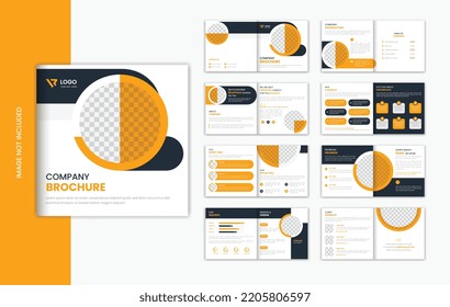 Orange Corporate Square 16 Pages Brochure Design Template Vector