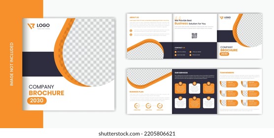 Orange Corporate Square Trifold Brochure Design Template