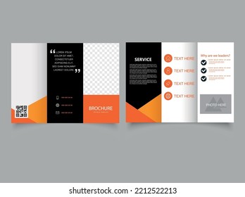 Orange Corporate Trifold Brochure. Catalog Vector Template. Vector