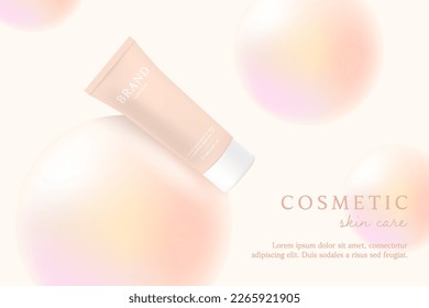 Orange cosmetic 3d background and drop gradient liquid bubble 