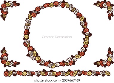 Orange Cosmos Illustration Decoration Set