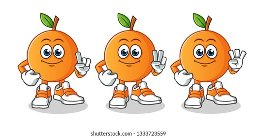 orange counting mascot vector cartoon illustration