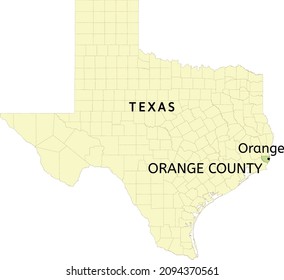 Orange County And City Of Orange Location On Texas State Map