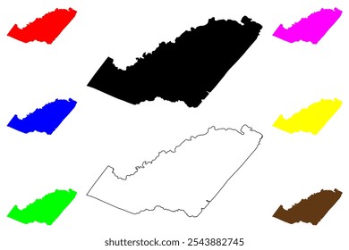 Orange County, Commonwealth of Virginia (Estados Unidos da América, Estados Unidos da América, EUA, EUA) mapa ilustração vetorial, esboço de rabisco Mapa de laranja