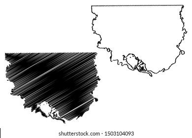 Orange County, Texas (Counties In Texas, United States Of America,USA, U.S., US) Map Vector Illustration, Scribble Sketch Orange Map