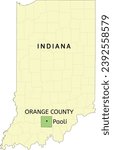 Orange County and town of Paoli location on Indiana state map
