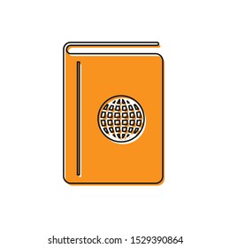 Orange Cover book travel guide icon isolated on white background.  Vector Illustration