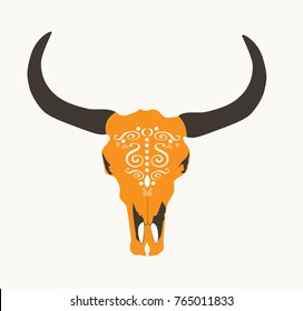 Orange cow's head skull vector isolated