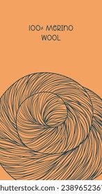 Banner de color naranja y acogedor con hilo de lana al estilo doodle. Hilados de ilustraciones vectoriales para la plantilla de tejido y crocheting