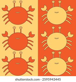 Orange crab illustration. Vibes and simple cute vector flat illustration