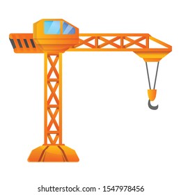 Orange crane icon. Cartoon of orange crane vector icon for web design isolated on white background