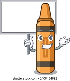  orange crayon with board mascot