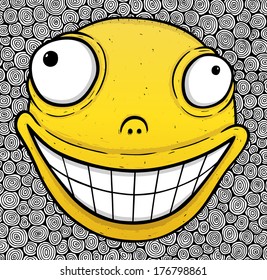 Orange crazy smile, smile for energy drink or for others, vector illustration 