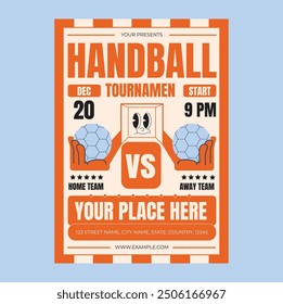 Orange Cream Cartoon Handball Flyer