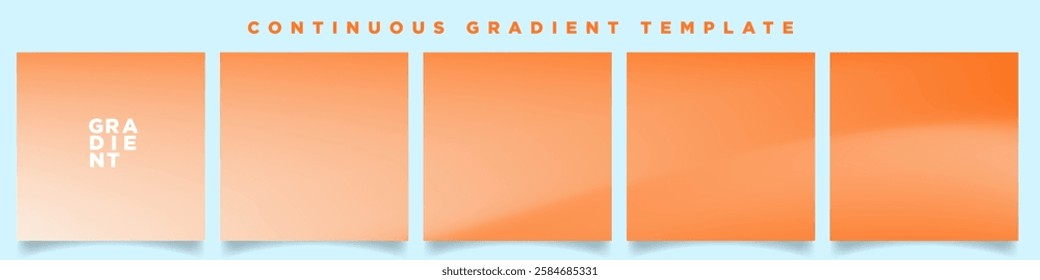 Orange and Cream Gradient Carousel Ad Template. Continuous Cozy Autumn background. EPS 10. Five gradient backdrops. Perfect for designs, feeds, social media, web, banners. Vector Illustration.