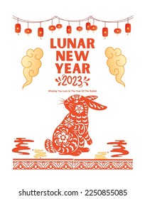 Orange and Cream Modern Lunar New Year 2023 social Media post Story