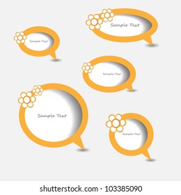 Orange creative abstract modern speech bubbles with flower pattern