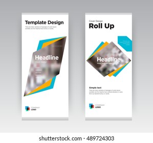 Orange Creative Abstract Shapes Business Roll Up Banner Stand brochure flyer flat design template with new trend concept. Cover presentation. Corporate identity. Layout in rectangle size. Stock vector