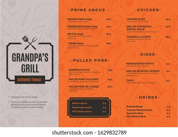 Orange creative grill menu template