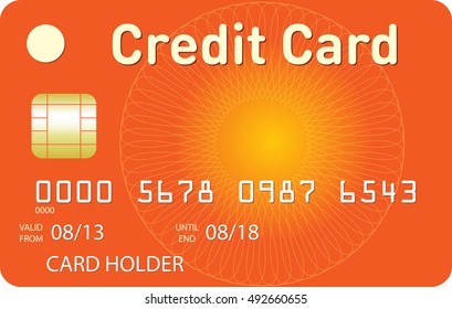Orange credit card with orange guilloche