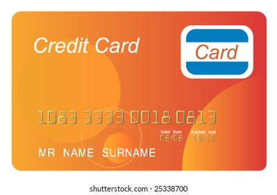 Orange credit card, vector