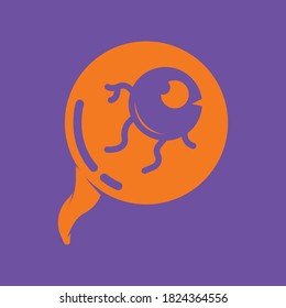 Orange creepy eye ball vector on purple background